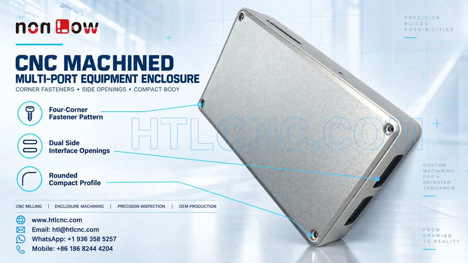 CNC Machined Multi-Port Equipment Enclosure: Side Opening and Fastener Datum Control