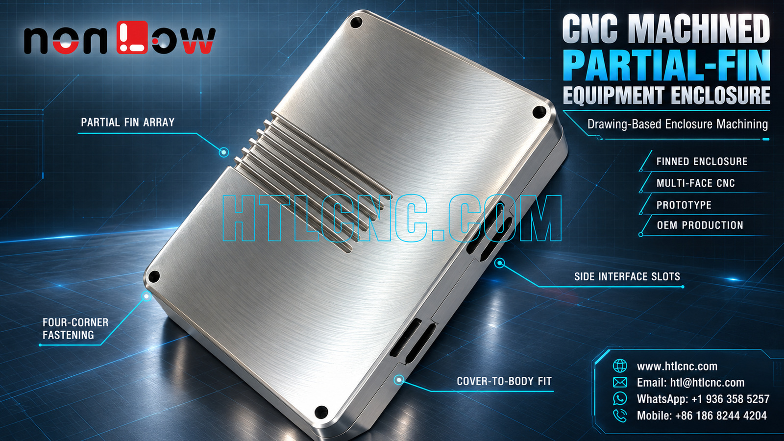 CNC Machined Partial-Fin Equipment Enclosure: Cover Fit and Side-Slot Datum Control