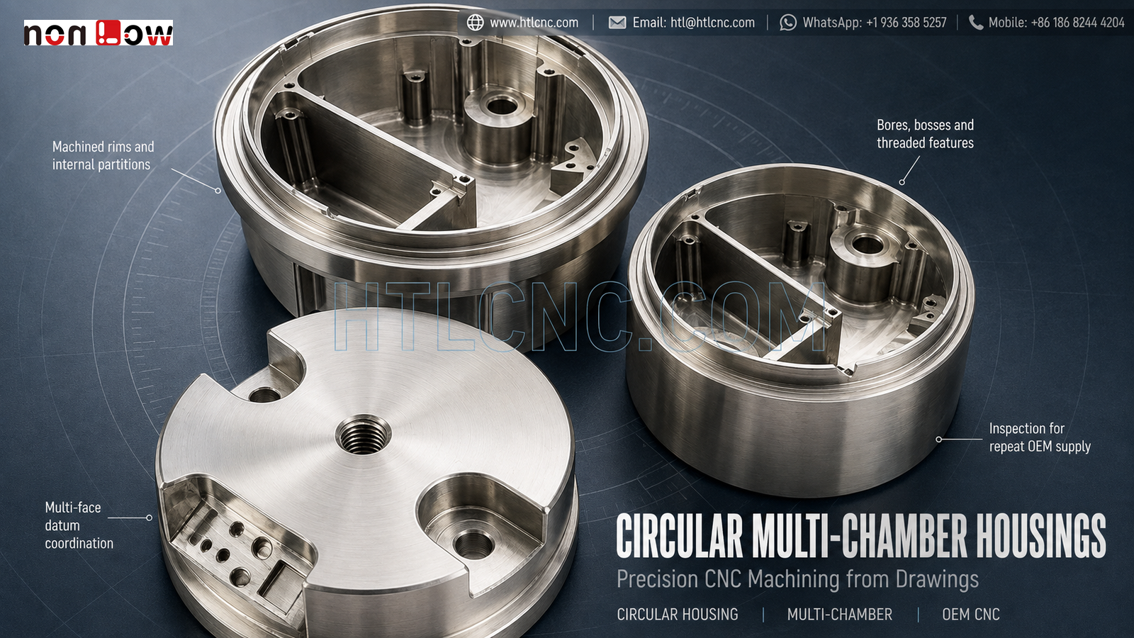 Circular Multi-Chamber Housing Precision CNC Machining for OEM Assemblies