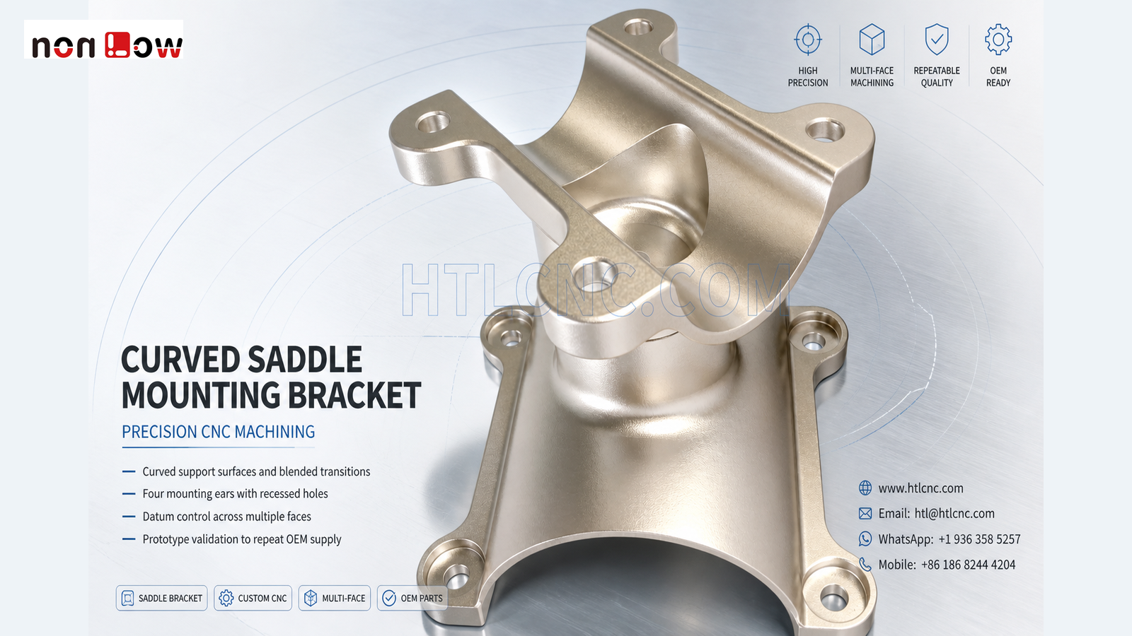 Curved Saddle Mounting Bracket CNC Machining for OEM Assemblies