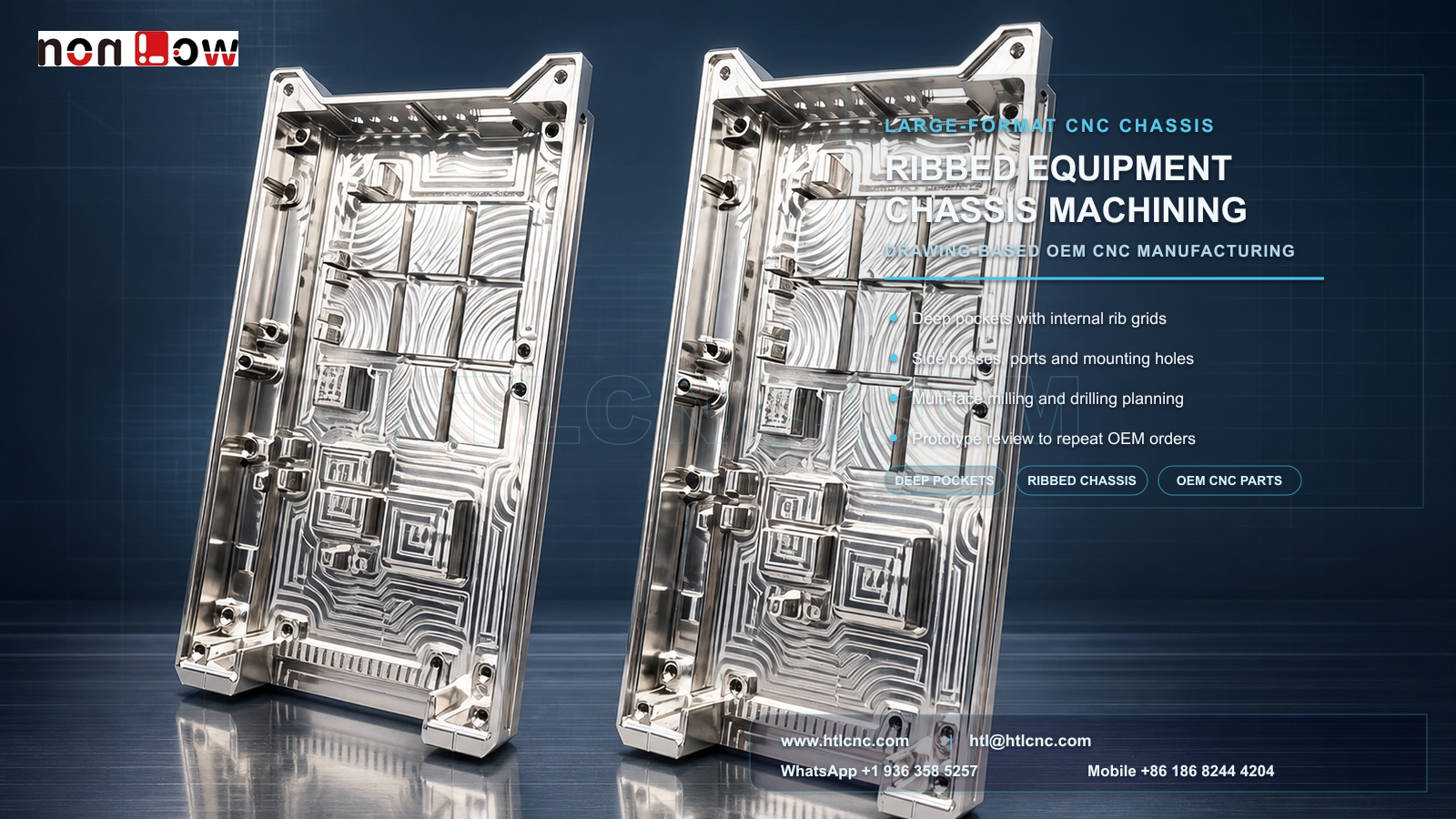 Large-Format Ribbed Equipment Chassis CNC Machining for OEM Programs
