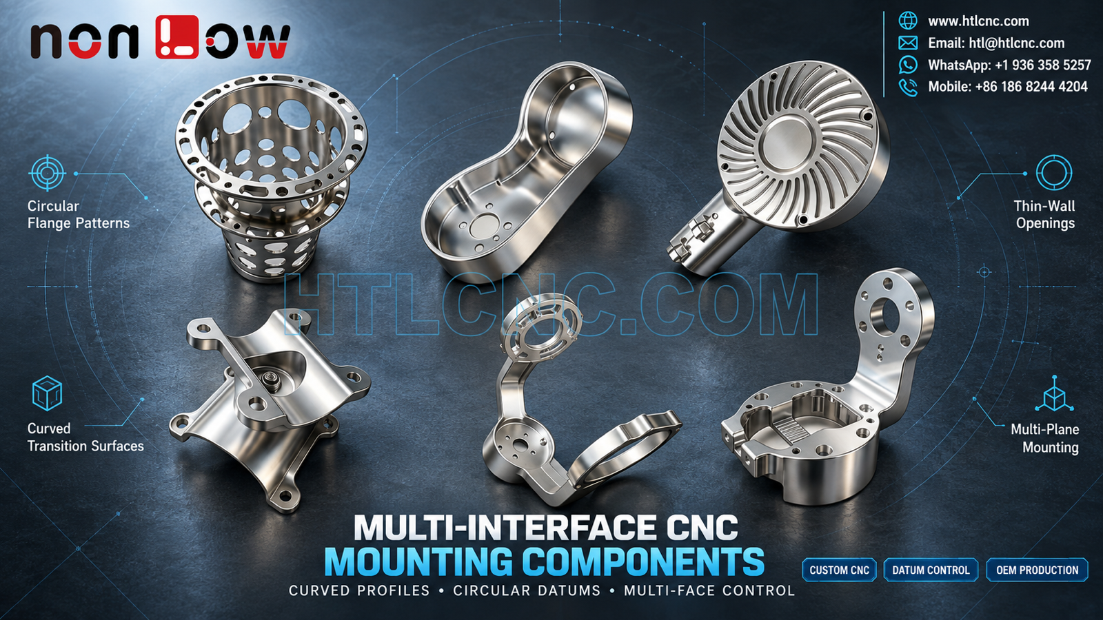 Multi-Interface CNC Mounting Components with Circular Datum and Curved-Profile Control