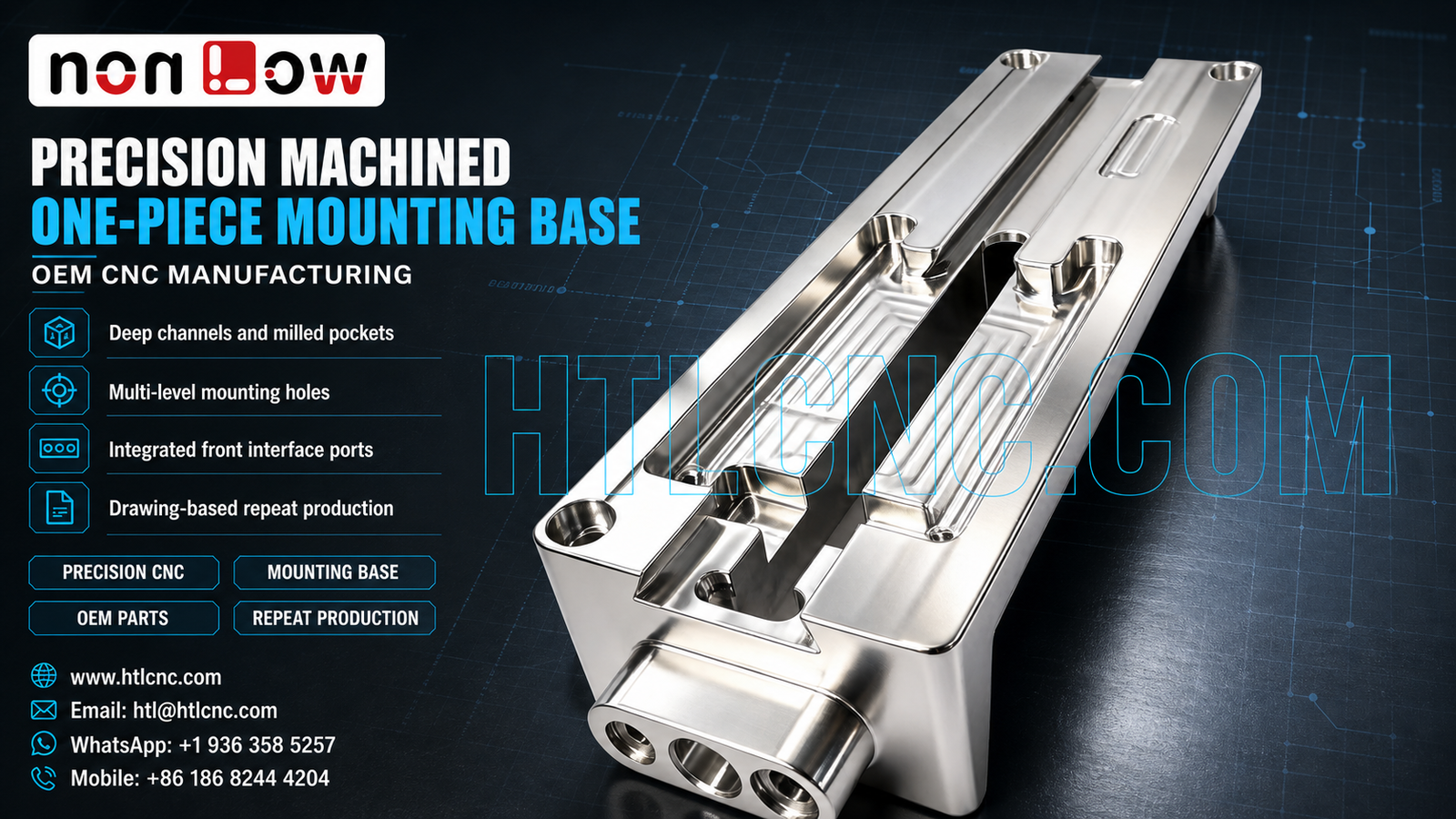 Precision One-Piece CNC Mounting Base with Deep Channels and Interface Ports