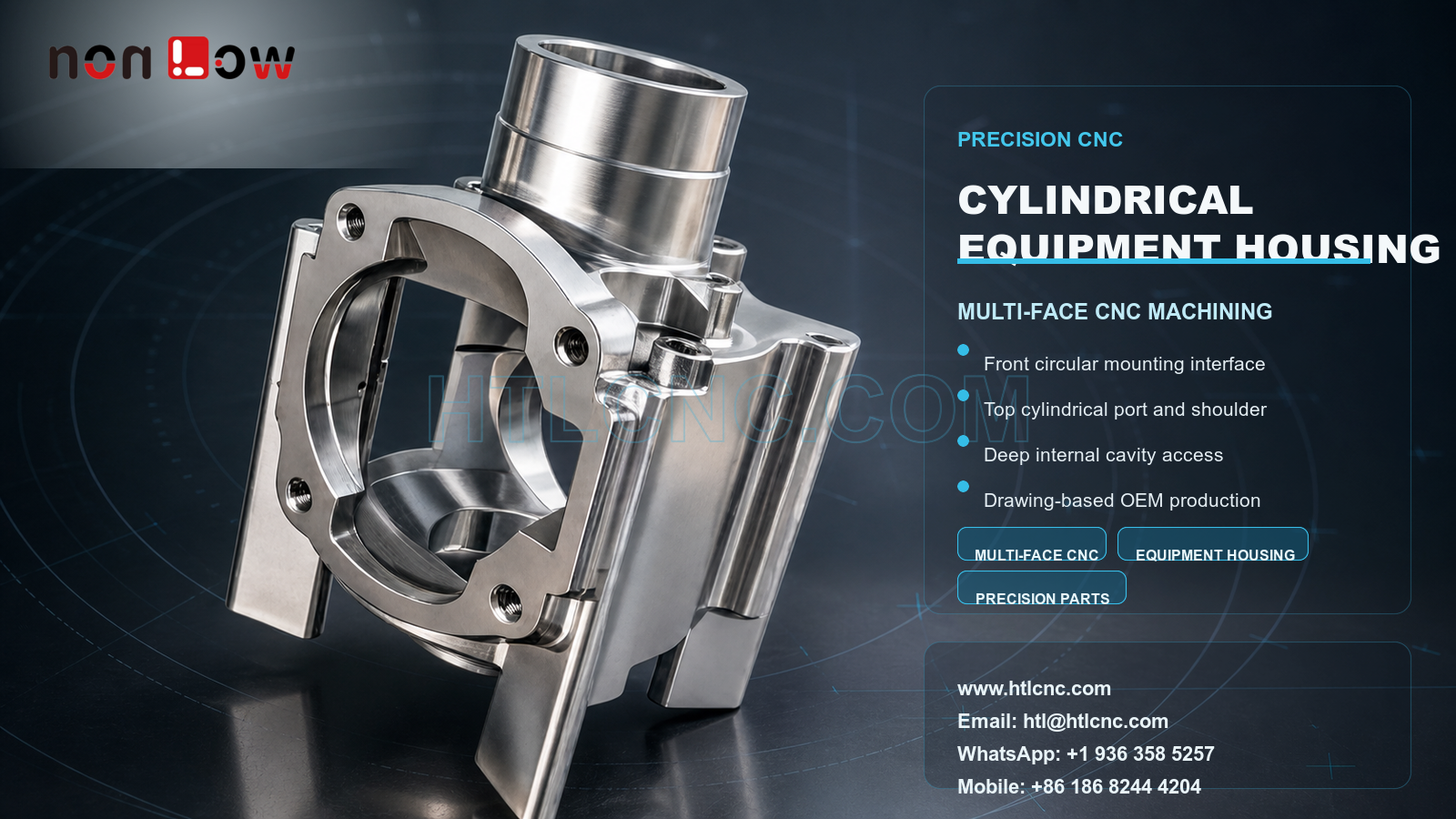 Precision CNC Cylindrical Equipment Housing with Front Circular Interface