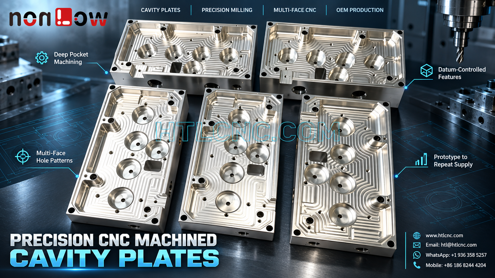 Precision CNC Machined Cavity Plates for Deep-Pocket and Multi-Face Features