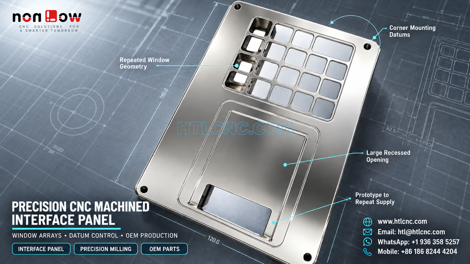 Precision CNC Machined Interface Panel with Window-Array Datum Control