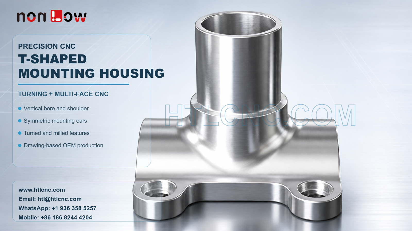 Precision CNC T-Shaped Mounting Housing: Turning and Multi-Face Milling