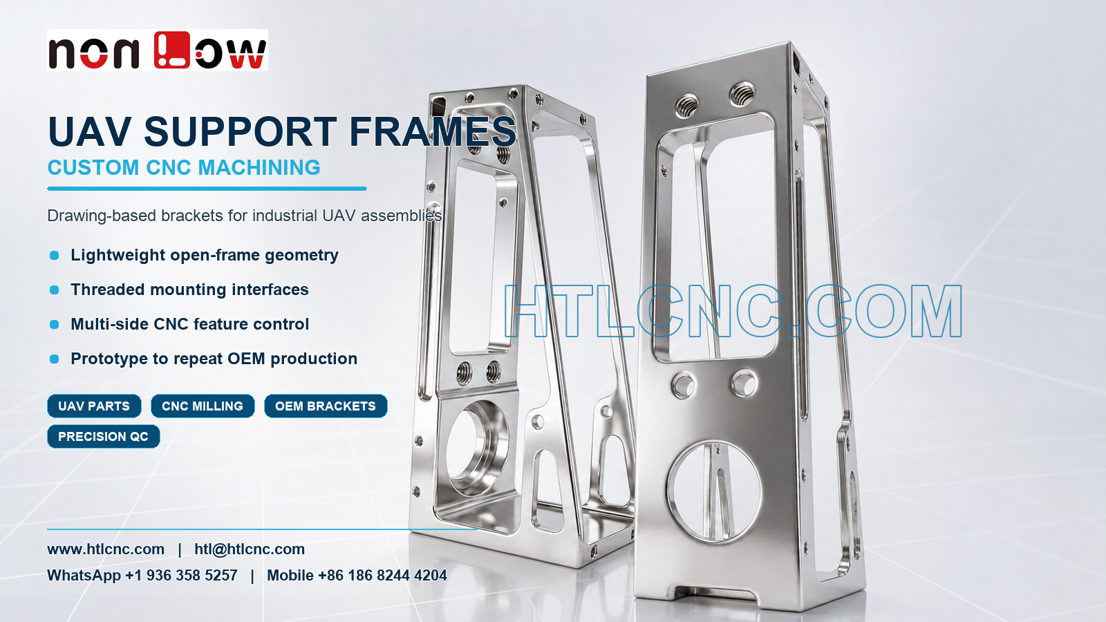 UAV Support Frame CNC Machining with Threaded Mounting Interfaces