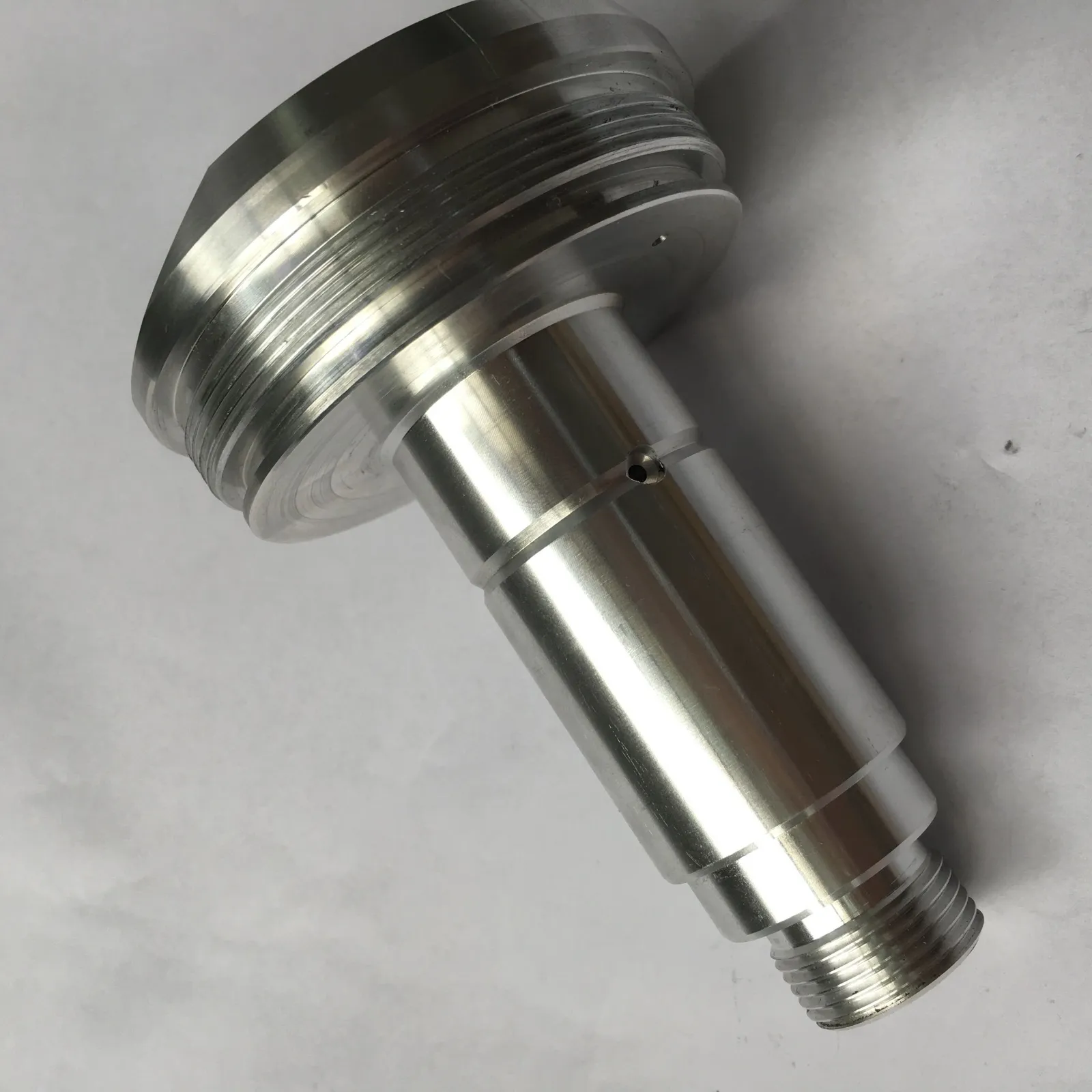 CNC turned shaft with external thread and side hole