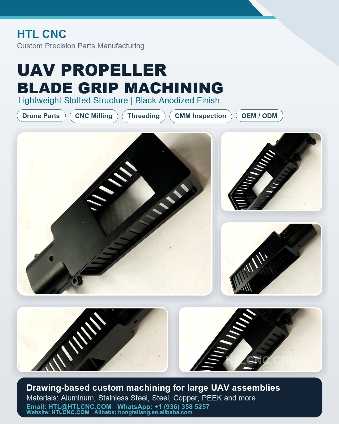 Custom UAV Propeller Blade Grip Machining for Lightweight Dr