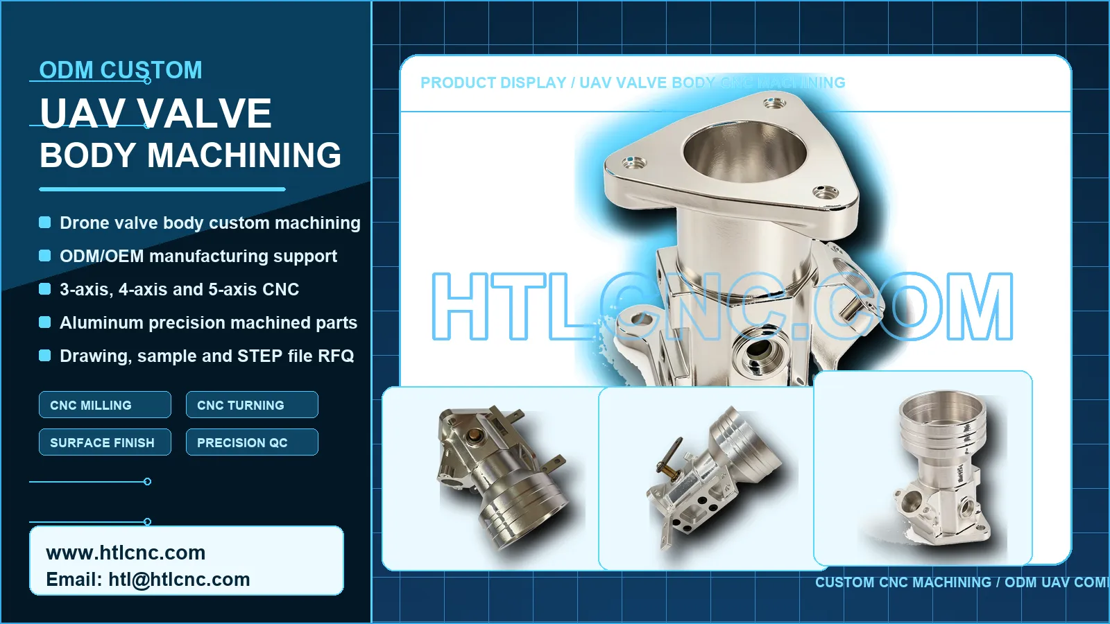 ODM Custom UAV Valve Body CNC Machining for Drone Components