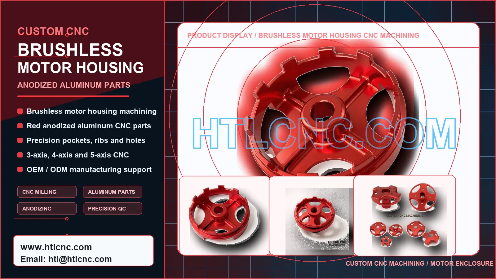 Brushless Motor Housing CNC Machining for Custom Aluminum Mo