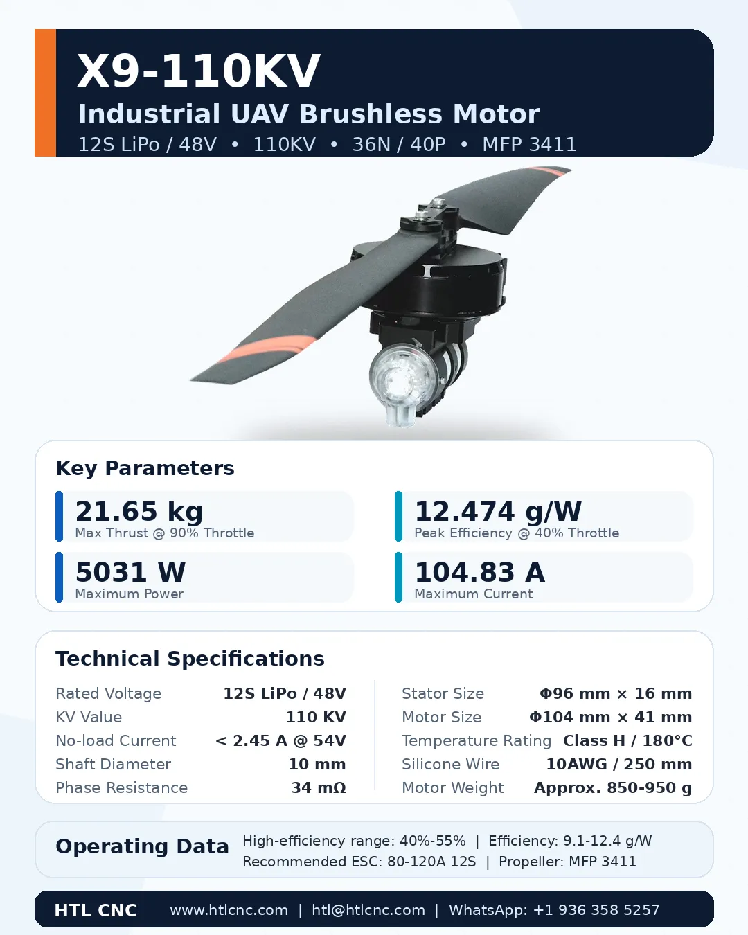X9-110KV Industrial UAV Brushless Motor for Heavy-Lift Drone