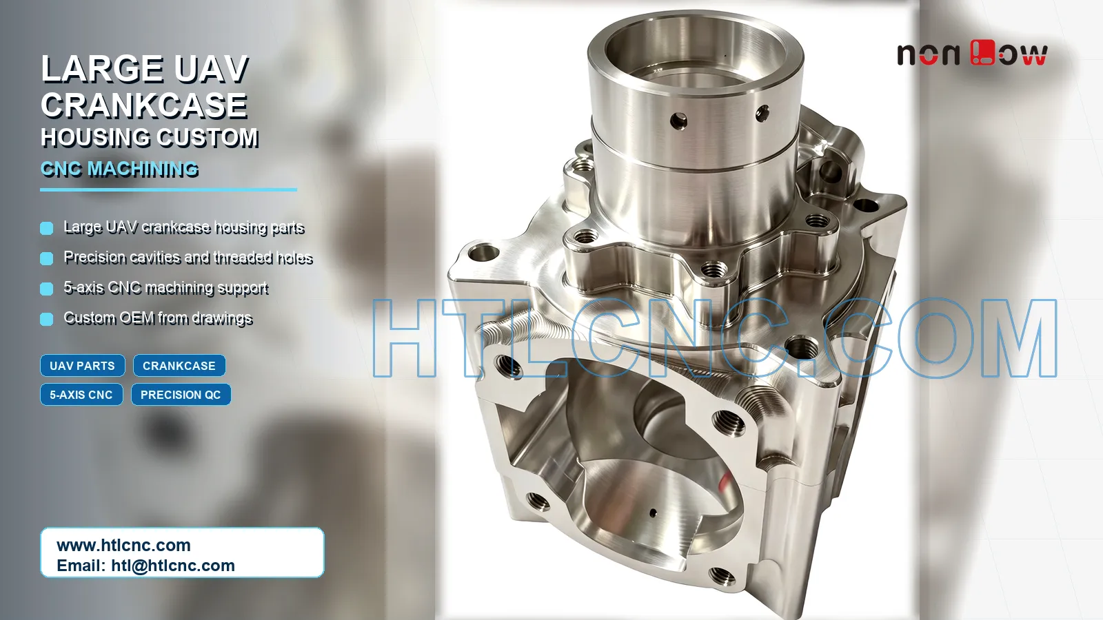 Large UAV Crankcase Housing Custom CNC Machining for OEM Dro