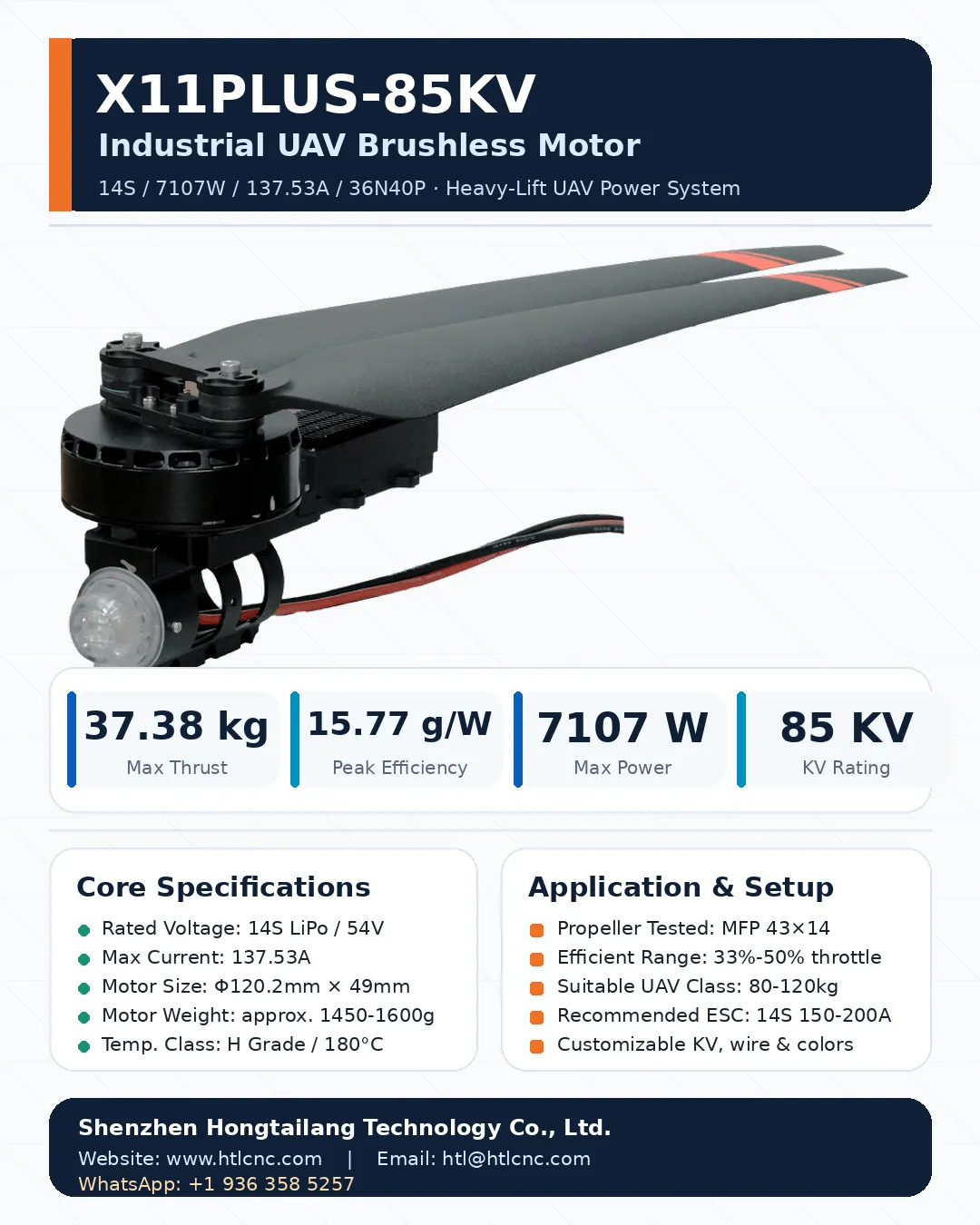 X11PLUS-85KV Industrial UAV Brushless Motor for Heavy-Lift P